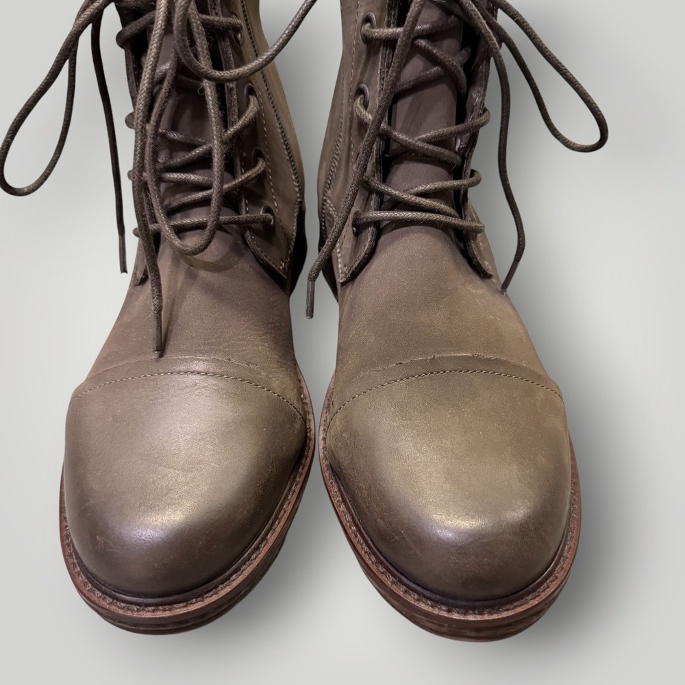 Blondo B5484 PYO Waterproof Leather Combat‎ Boots Olive Brown Cap Toe Womens 6 - Picture 3 of 11